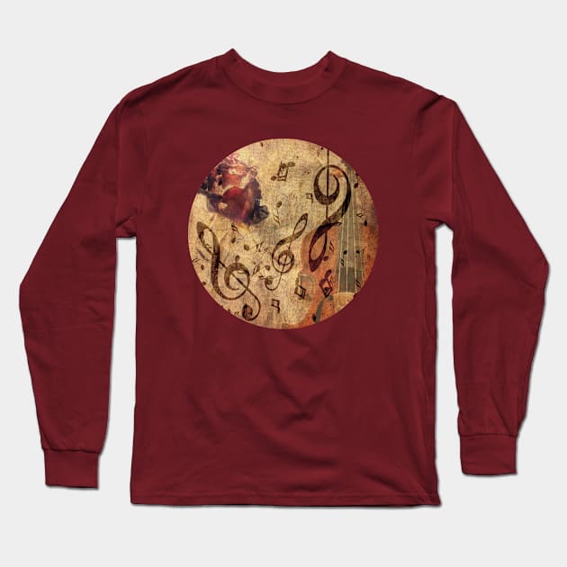 Retro violin and rose Long Sleeve T-Shirt by AnnArtshock